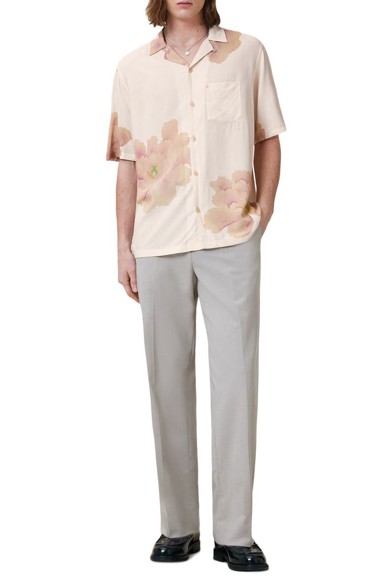 AllSaints Peony Short Sleeve Camp Shirt, Alternate, color, Ecru White