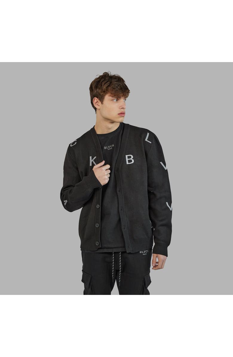 Blvck Paris Blvck Letters Cardigan, Alternate, color, Black