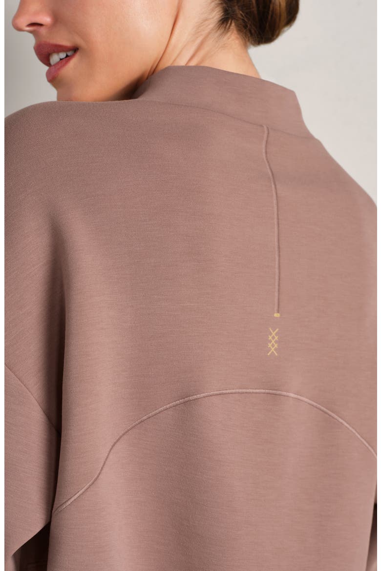 DreamGlow Mock Neck Crop Sweatshirt, Alternate, color, CLAY MIST