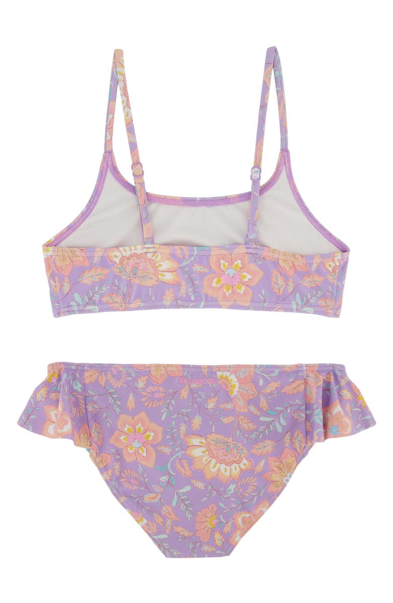 Billabong Kids' Hideaway Hippie Ruffle Two-Piece Swimsuit, Alternate, color, Peaceful Lilac