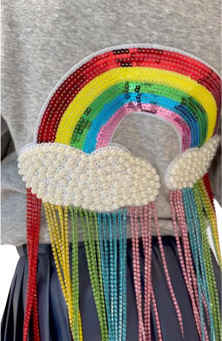 Lola + The Boys Crystal Rainbow Rain Hoodie, Alternate, color,