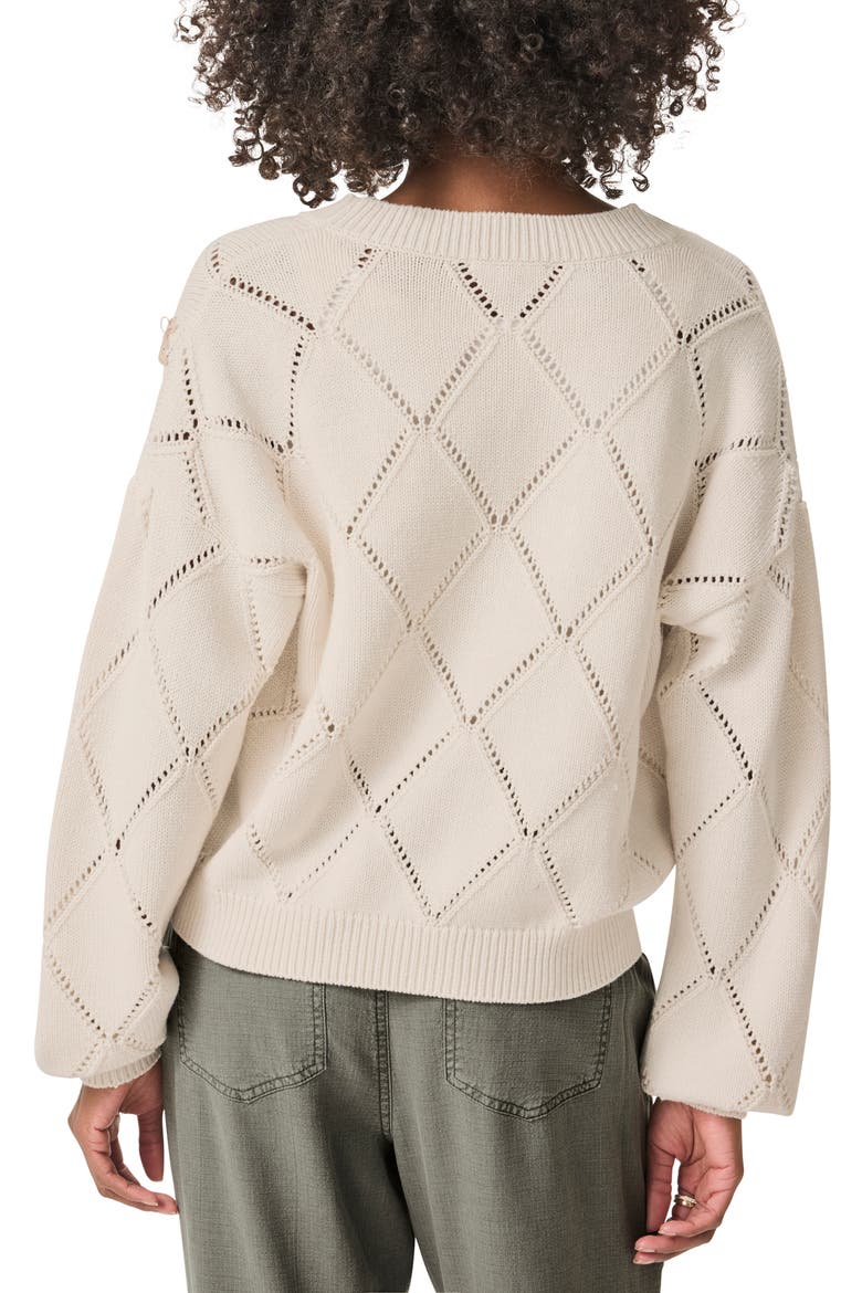 Primrose Embroidered Pointelle Stitch Cardigan, Alternate, color, MOONSTONE