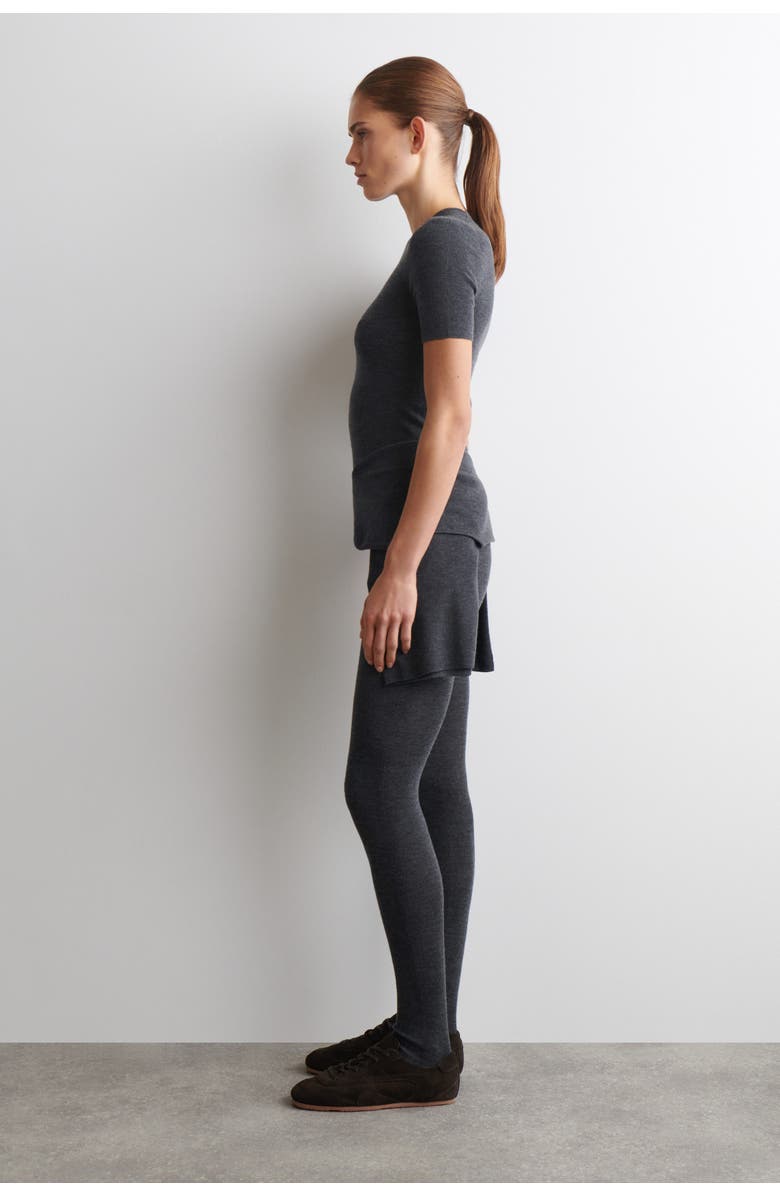 COS Seamless Merino Wool T-Shirt, Alternate, color, Charcoal Mélange