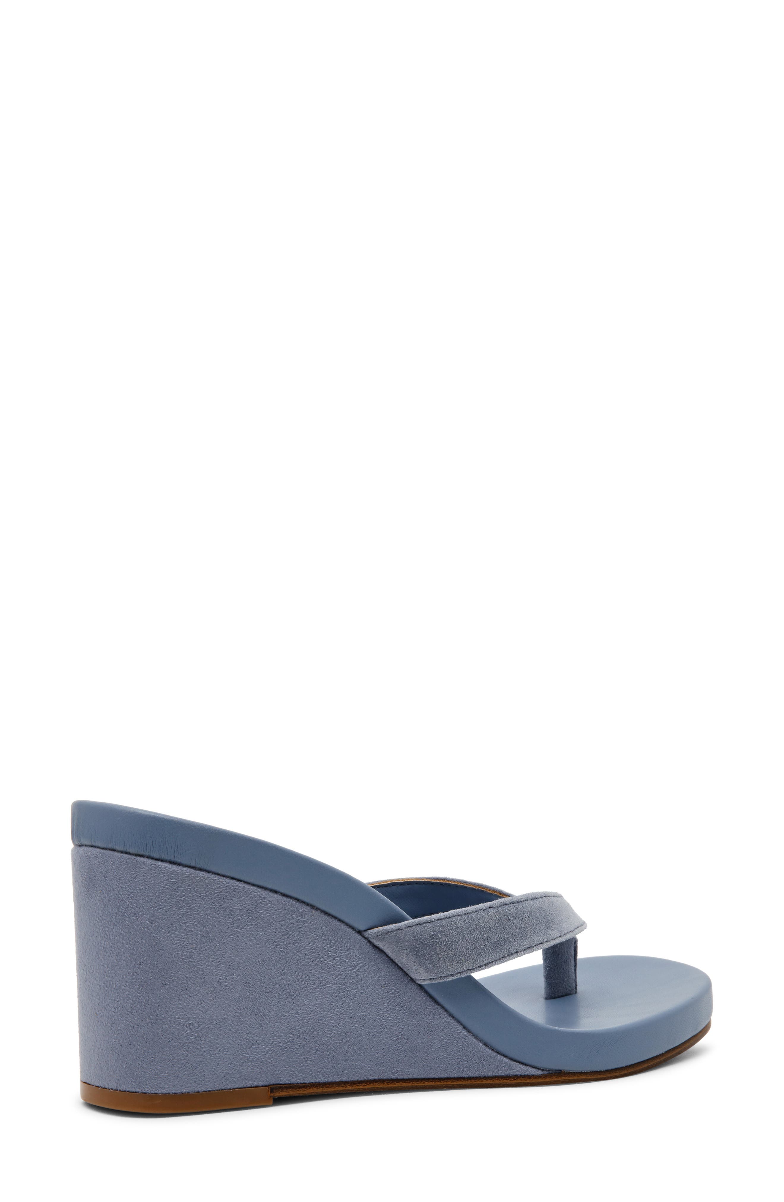 Playing Wedge Sandal, Alternate, color, LIGHT BLUE SUEDE