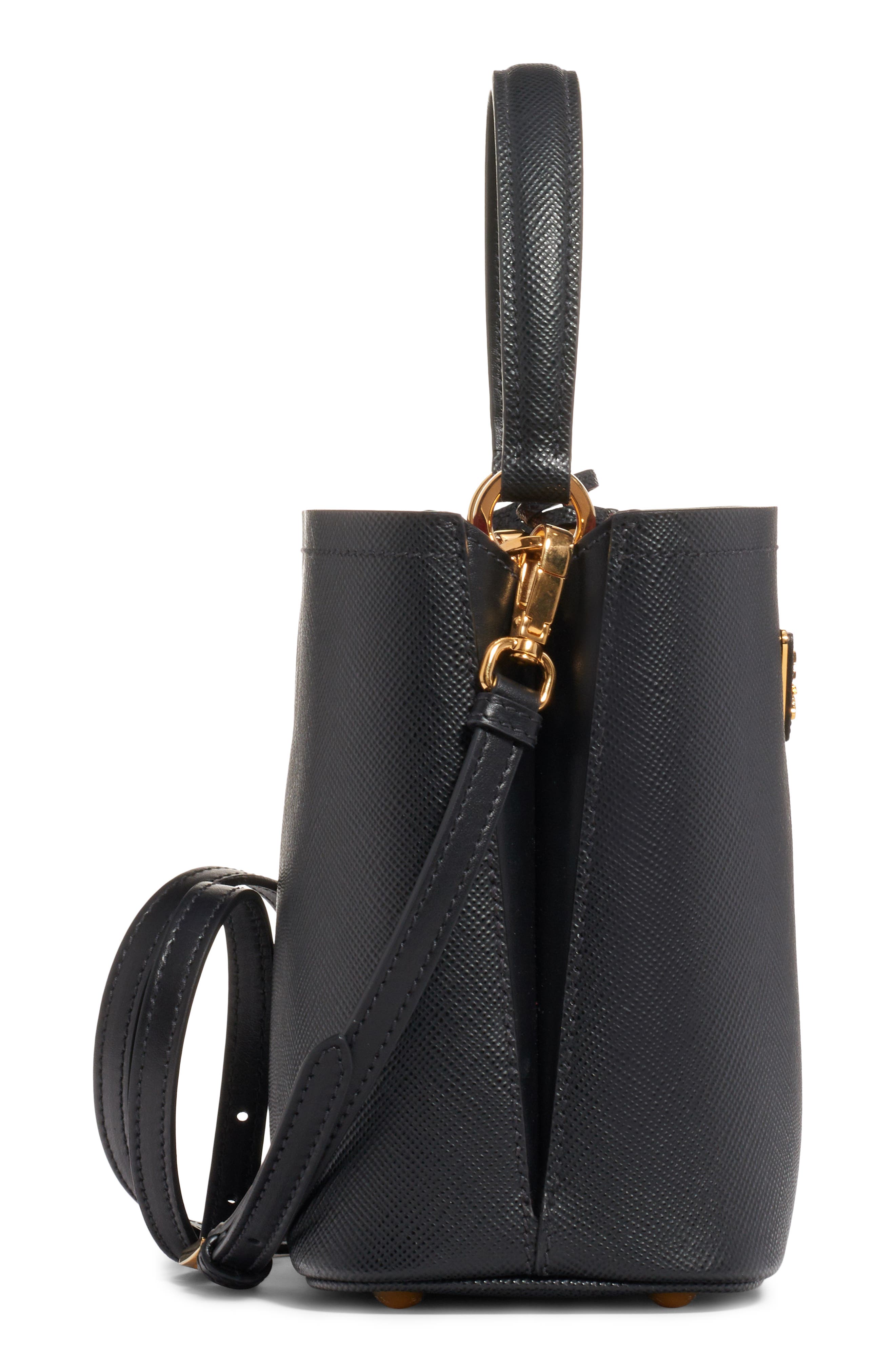 Prada Small Saffiano Leather Bucket Bag, Alternate, color, 