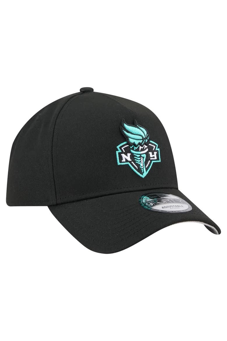 Men's New Era  Black New York Liberty Core Logo A-Frame 9FORTY Adjustable Hat, Alternate, color, Black