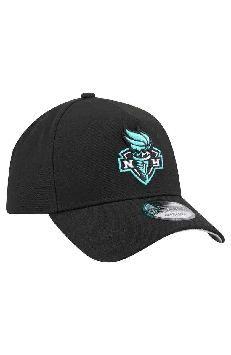 New Era Men's New Era Black New York Liberty Core Logo A-Frame 9FORTY Adjustable Hat, Alternate, color, Black