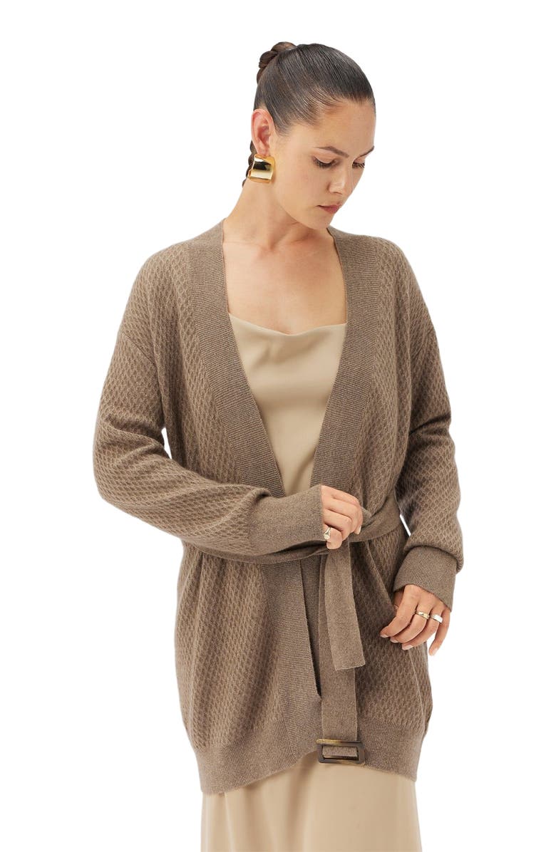 GOBI Mongolian Cashmere Self-Belt Cashmere Cardigan, Main, color,