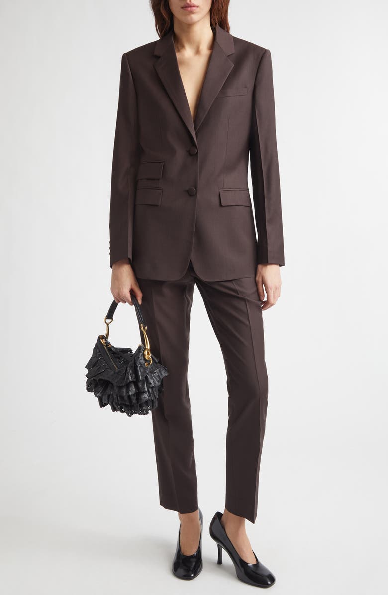 Burberry Siora Wool Blazer, Alternate, color, Carbon Brown
