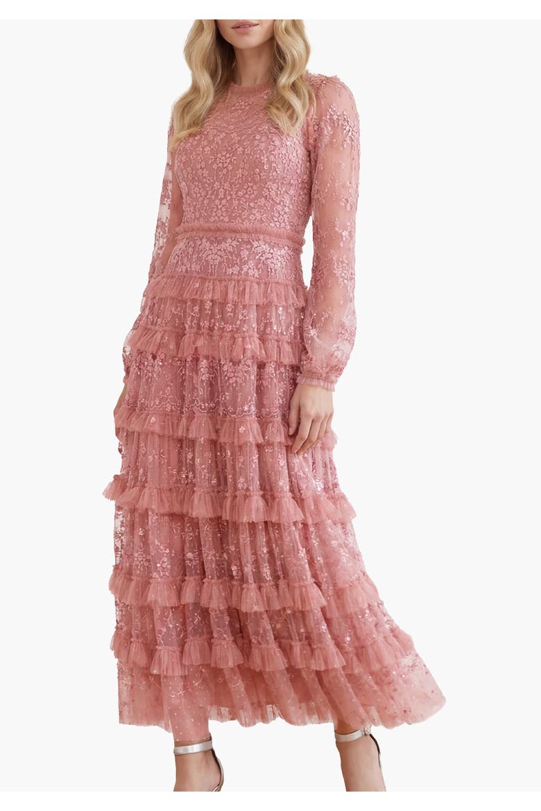 Blossom Lace Ankle Gown, Main, color, Misty Rose