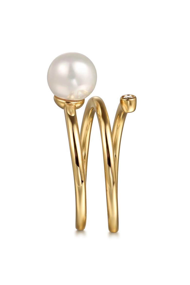 14k Gold Diamond and Pearl Bypass Ring, Alternate, color, GOLD