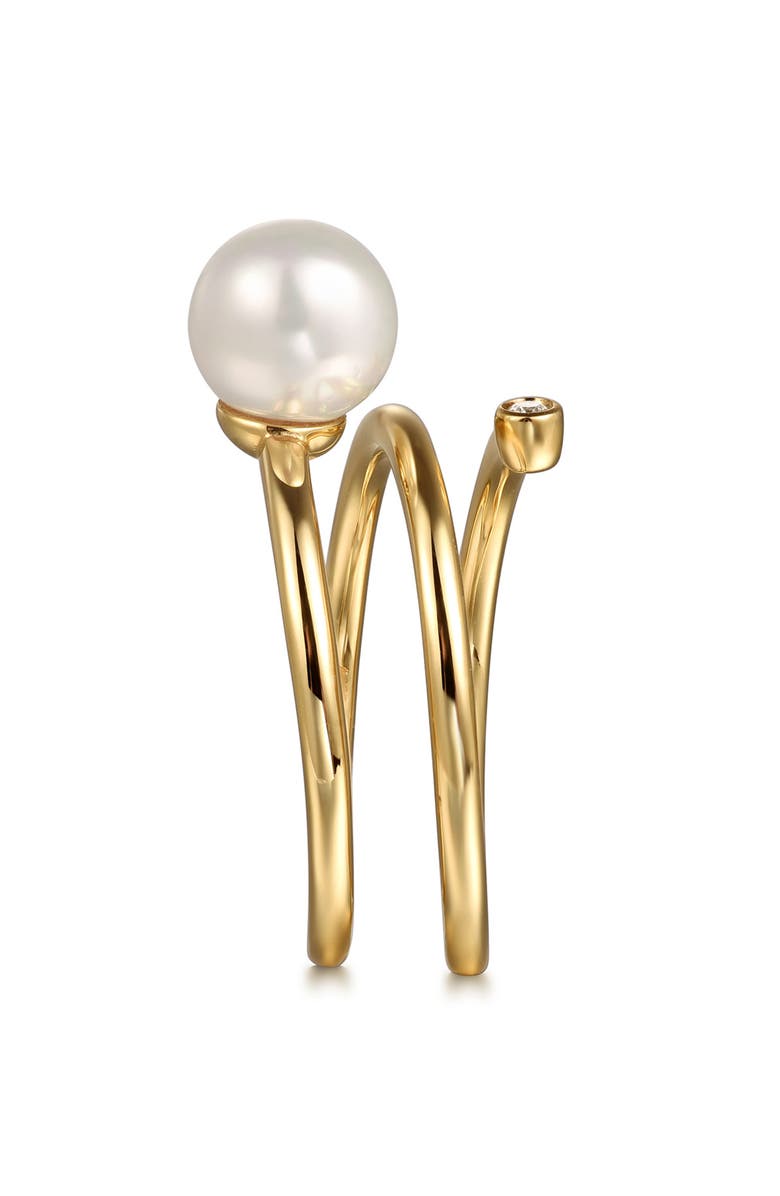Gabriel & Co. 14K Gold Diamond & Pearl Wide Band Wrap Ring, Alternate, color, Gold
