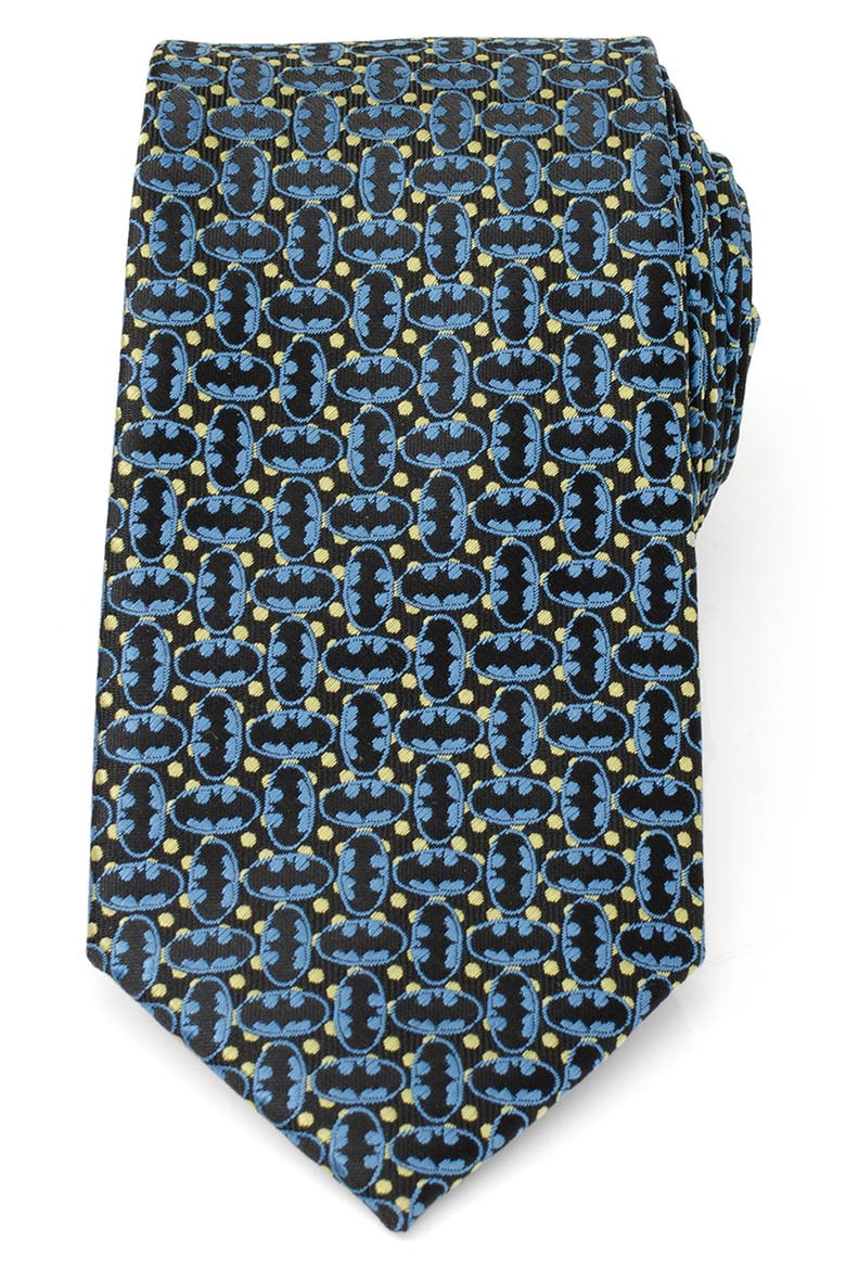 Batman Emblem Silk Blend Tie, Main, color, BLUE BLACK