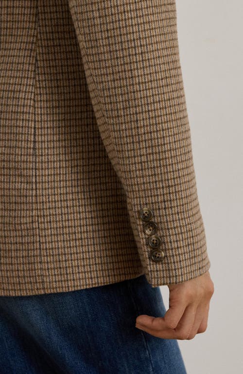 Ralph Lauren Lauren  Double Breasted Wool Blend Twill Blazer In Brown