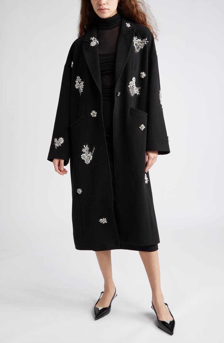 Cinq à Sept Crystal Ivy Gravis Embellished Coat, Alternate, color, 