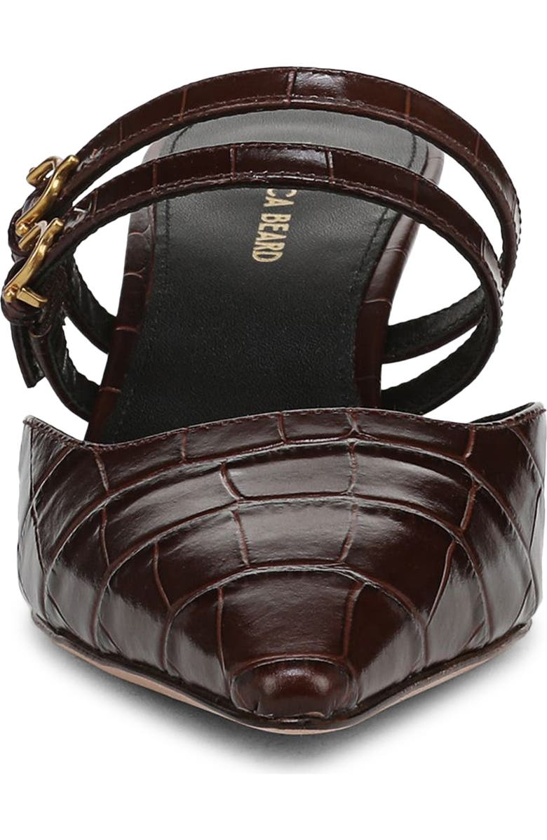 Veronica Beard Corrie Croc Embossed Pointed Toe Pump, Alternate, color, Chocolate