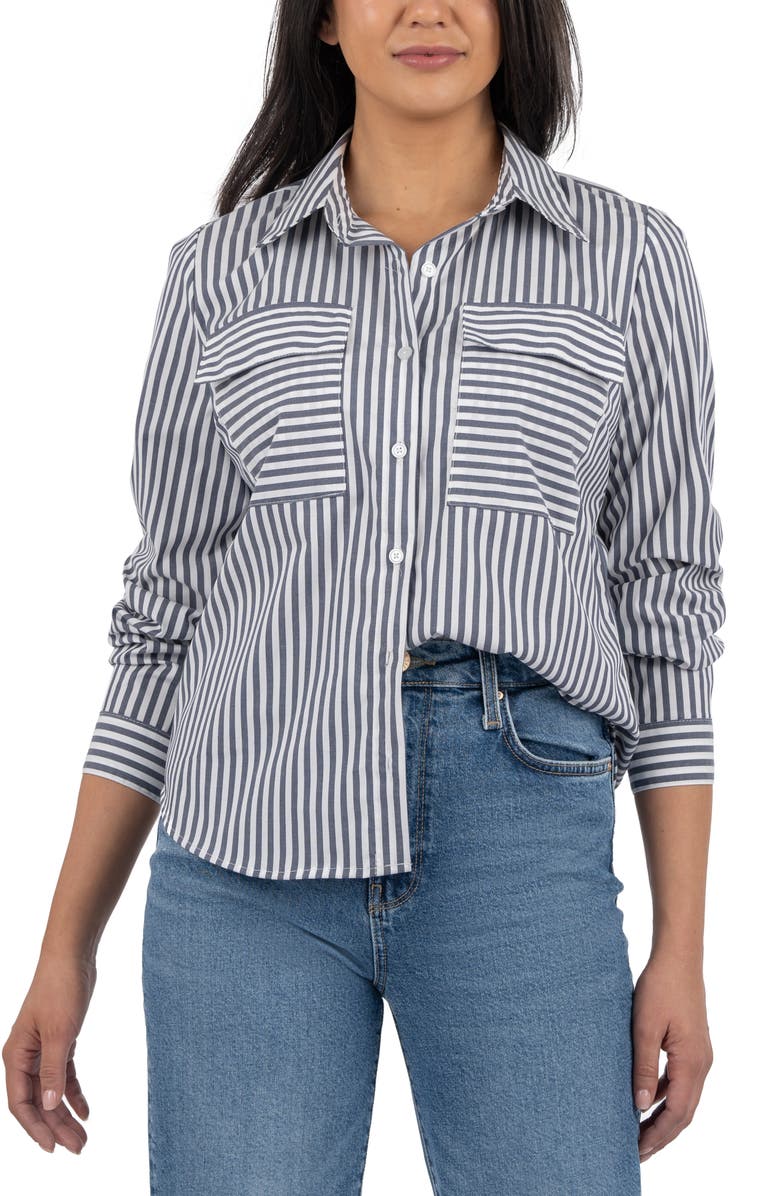 KUT from the Kloth Analeah Stretch Cotton Button-Up Shirt, Alternate, color, 