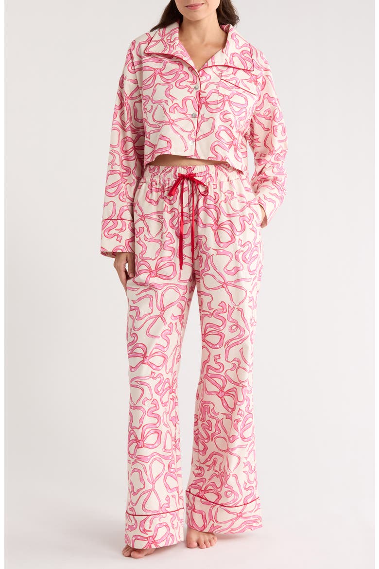 Print Cotton Pajamas, Main, color, DANCING BOWS