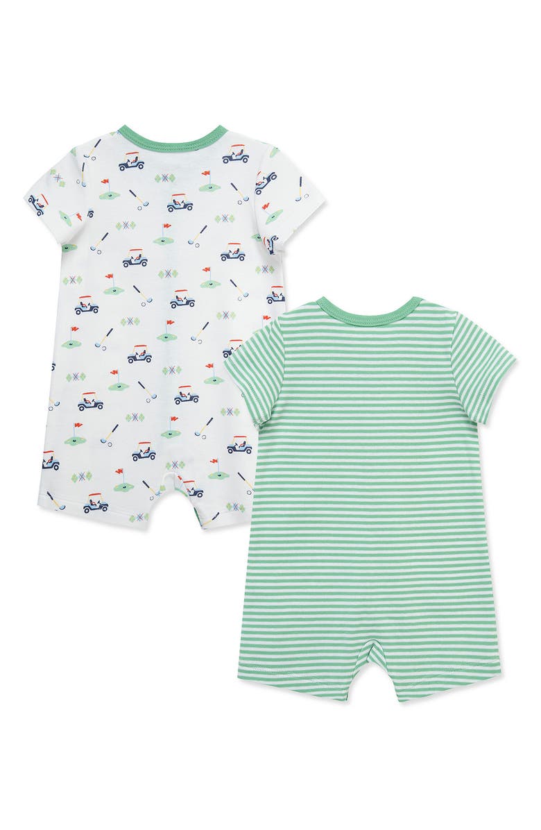 Little Me 2-Pack Cotton Bubble Rompers, Alternate, color, Green