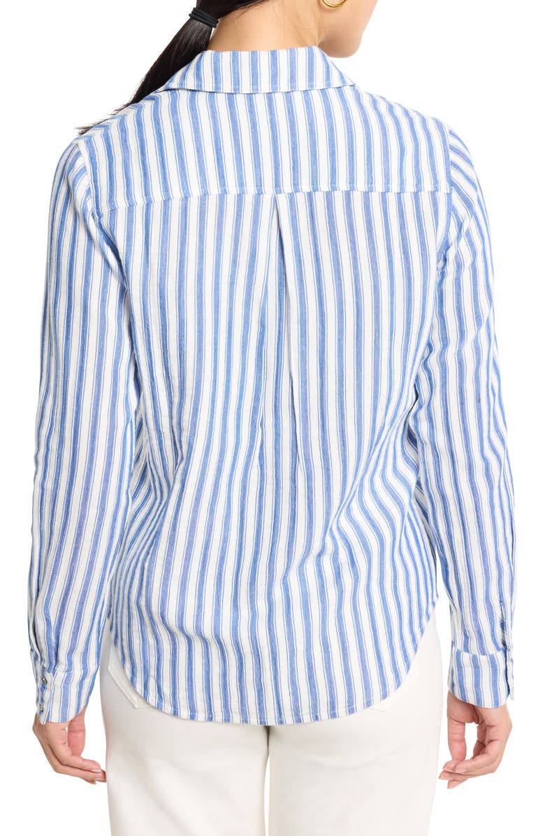 NIC+ZOE Stripe Double Gauze Button-Up Shirt, Alternate, color, Blue Multi