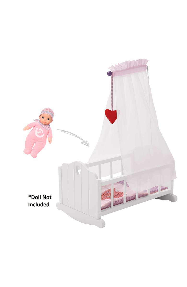 Roba-Kids Doll Cradle Set Fienchen Heart, Pink & White, Alternate, color, White