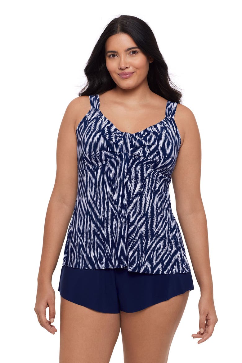 Lily V-Neckline Tankini Swimsuit Top, Main, color, Moroccan Maze