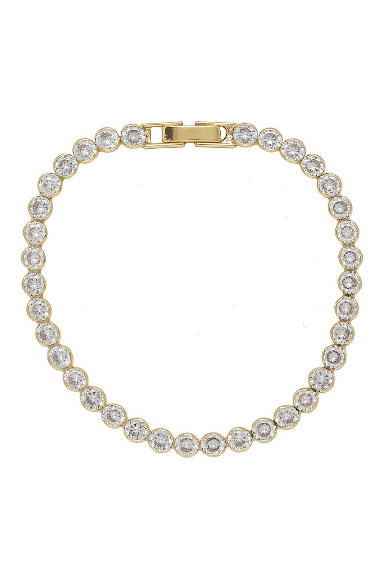 Cubic Zirconia Bezel Bracelet, Main, color, GOLD