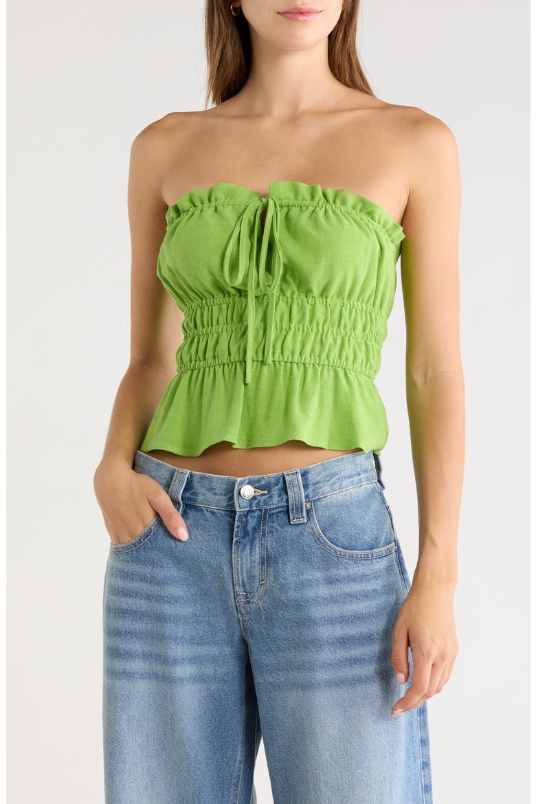 Paige Smocked Crop Top, Main, color, GREEN