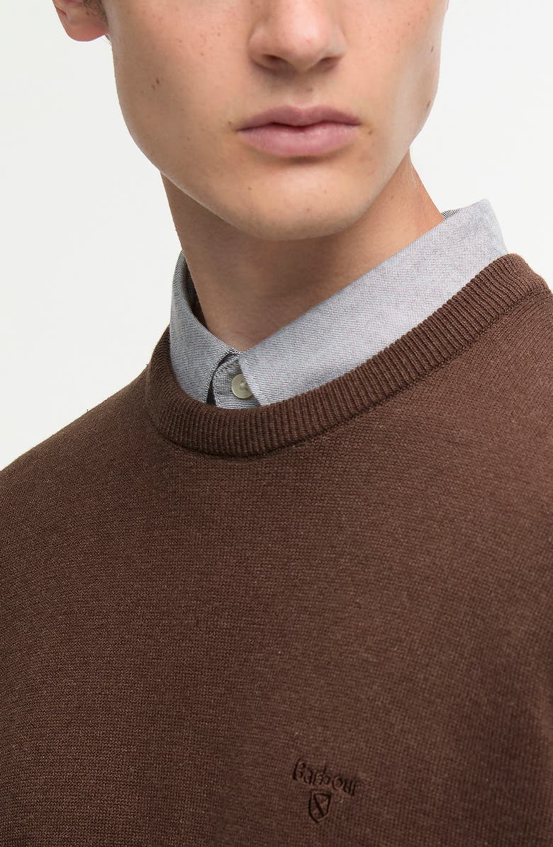 Barbour Solid Cotton Crewneck Sweater, Alternate, color, Umber