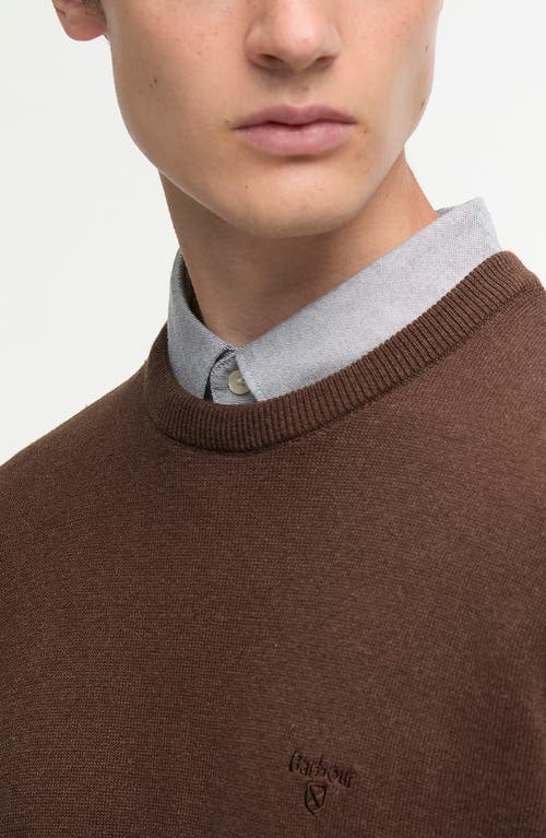 Barbour Solid Cotton Crewneck Sweater In Brown