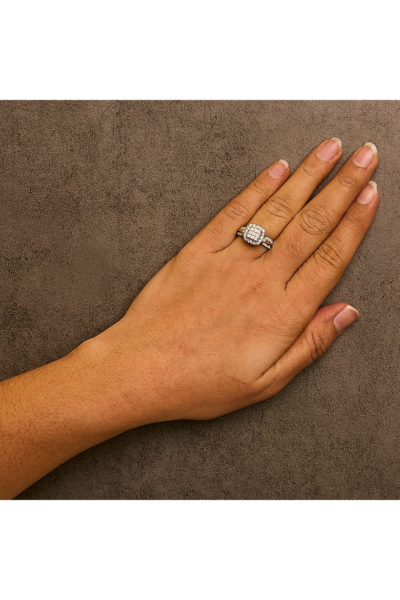 10K Yellow Gold 1.0 Cttw Diamond 3-Band-Look Engagement Ring, Alternate, color, Yellow