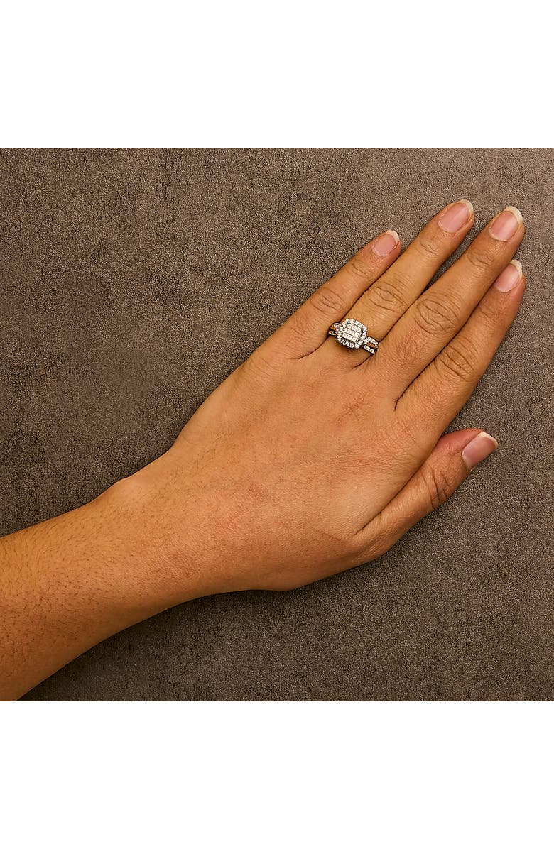 Haus of Brilliance 10K Yellow Gold 1.0 Cttw Diamond 3-Band-Look Engagement Ring, Alternate, color, Yellow