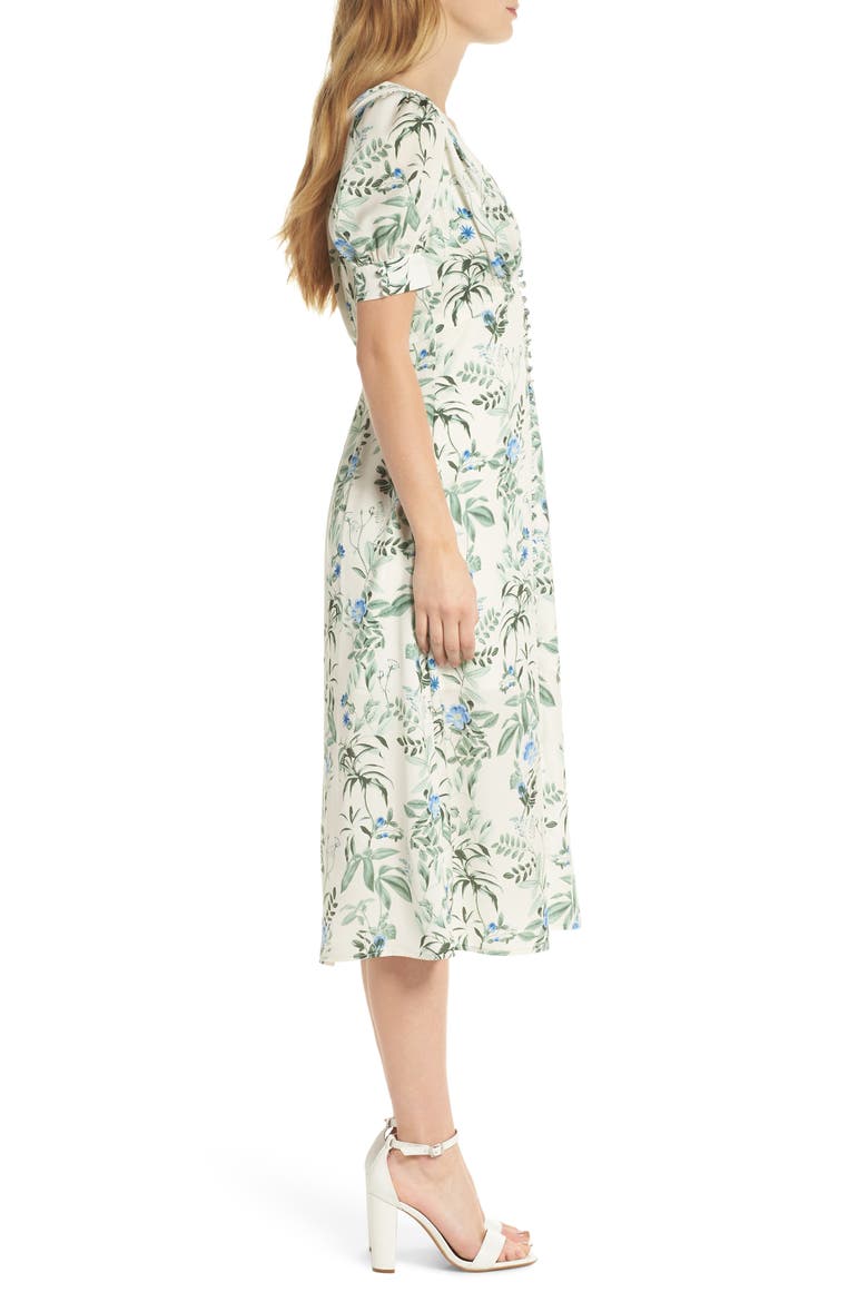 Lauren Botanical Garden Print Midi Dress (Nordstrom Exclusive), Alternate, color, BONE/ BLUE