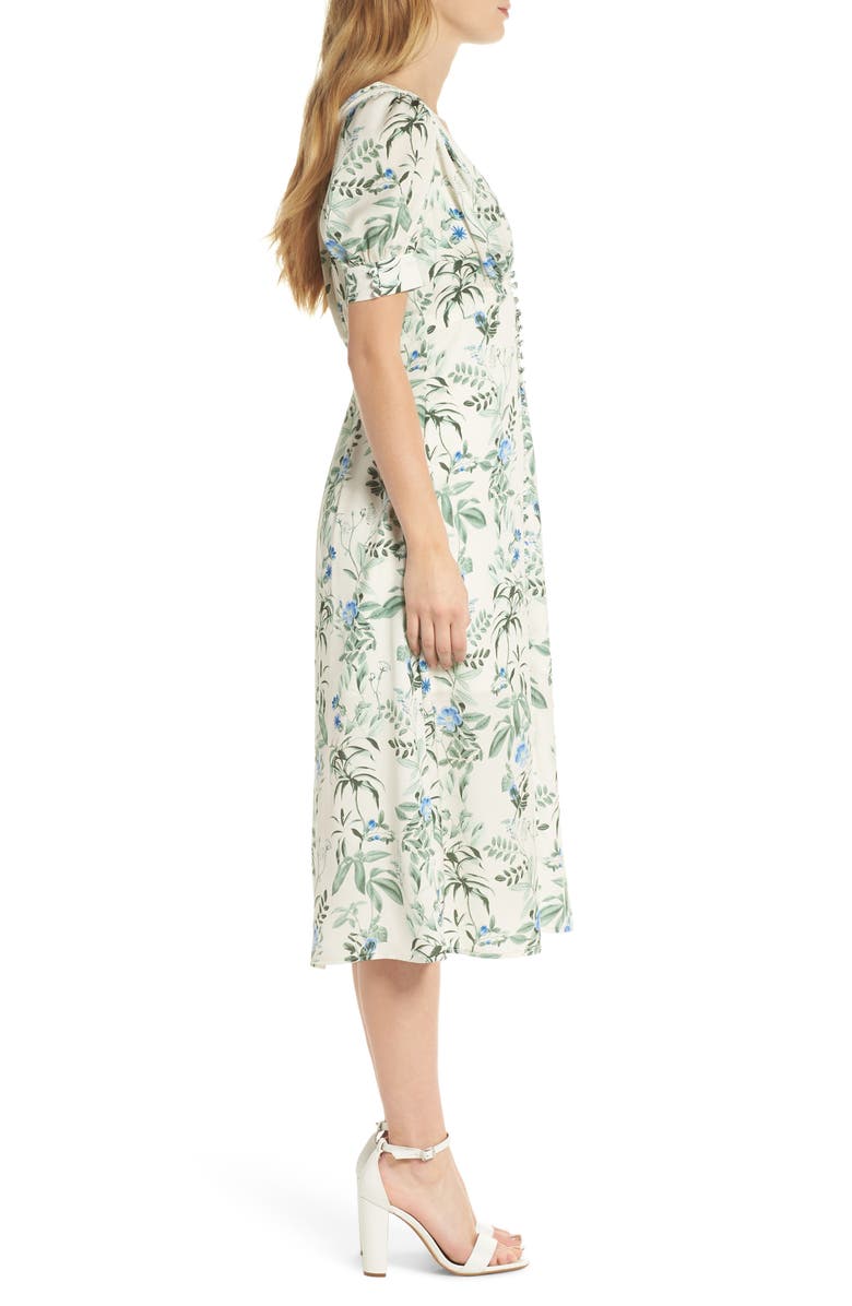 Gal Meets Glam Collection Lauren Botanical Garden Print Midi Dress, Alternate, color, 