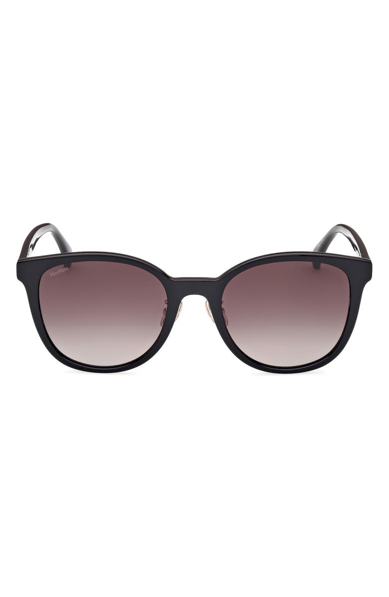 Max Mara 55mm Round Sunglasses, Main, color, Shiny Black / Gradient Smoke