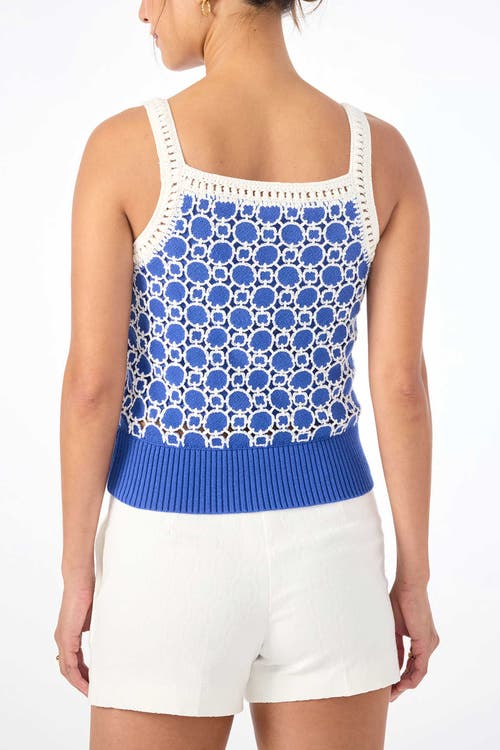 Trina Turk Suez Geometric Knit Cami In Cobalt Cove/whitewash