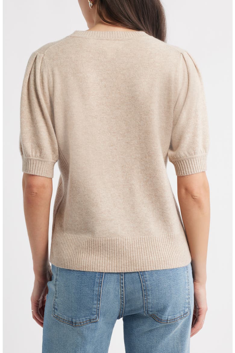 Puff Sleeve Wool & Cashmere Sweater, Alternate, color, TAN DOESKIN HEATHER