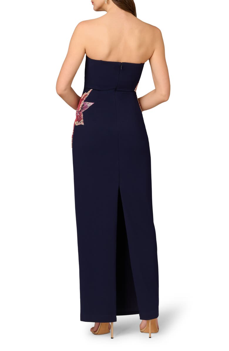 Aidan Mattox by Adrianna Papell Bead Embellished Strapless Column Gown, Alternate, color, Navy
