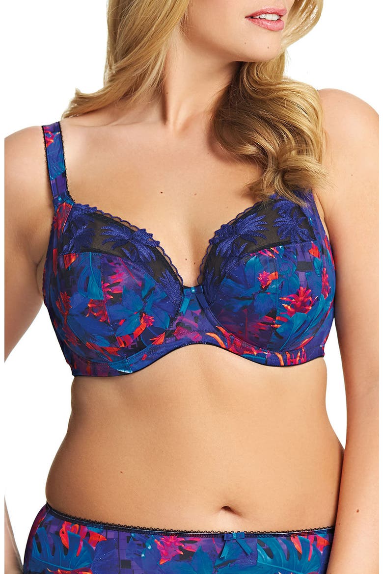 Moonlit Underwire Plunge Bra, Main, color, TROPICAL