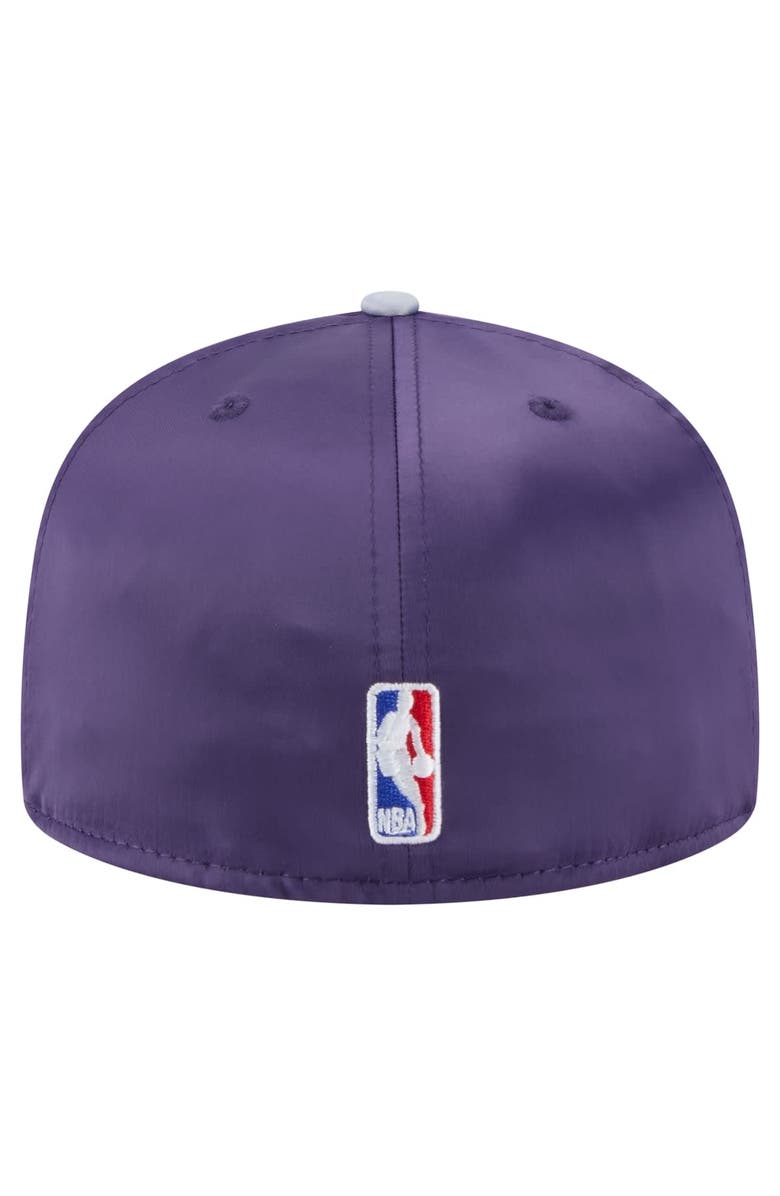 New Era Men's New Era  Purple/Gray Sacramento Kings Throwback Satin Vintage Pin Two-Tone 59FIFTY Fitted Hat, Alternate, color, 