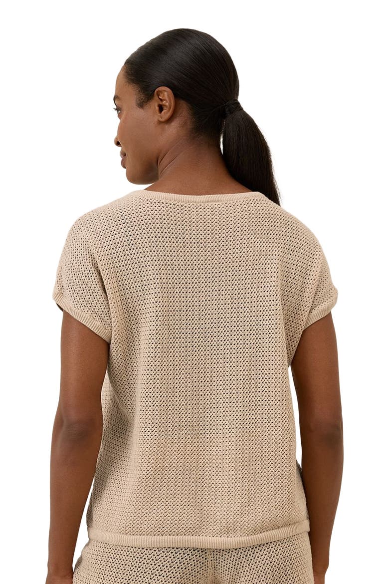 Beachside Linen Short Sleeve Top Made with Organic Cotton, Alternate, color, Sandshell