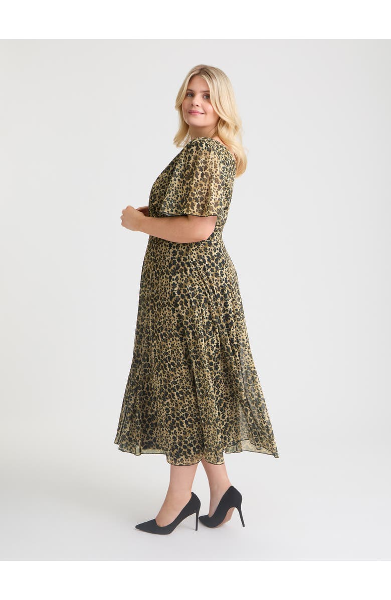 Scarlett & Jo Victoria Brush Angel Sleeve Midi Dress, Alternate, color, Leopard Print