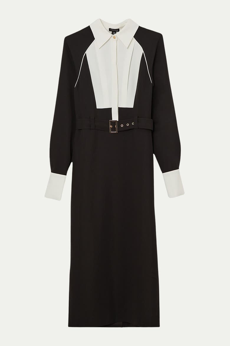 Twill Collared Woven Midi Dress, Alternate, color, Mono