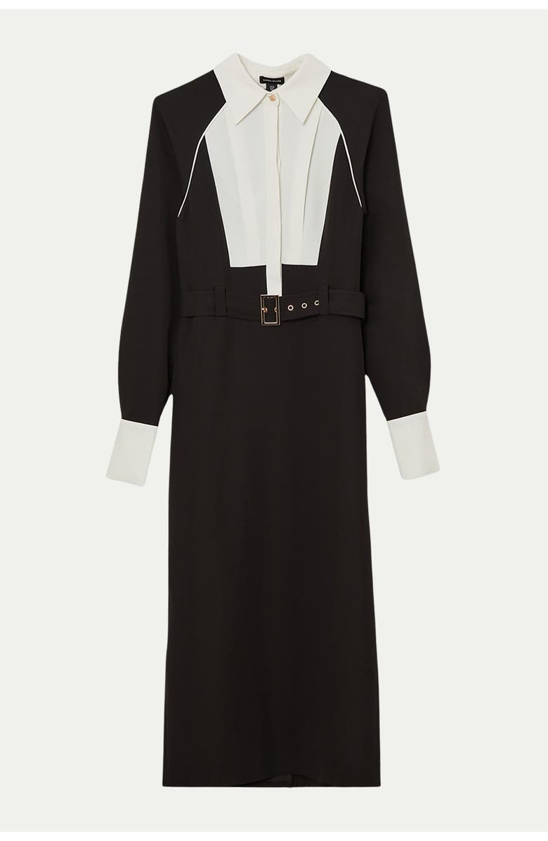 Karen Millen Twill Collared Woven Midi Dress, Alternate, color, Mono