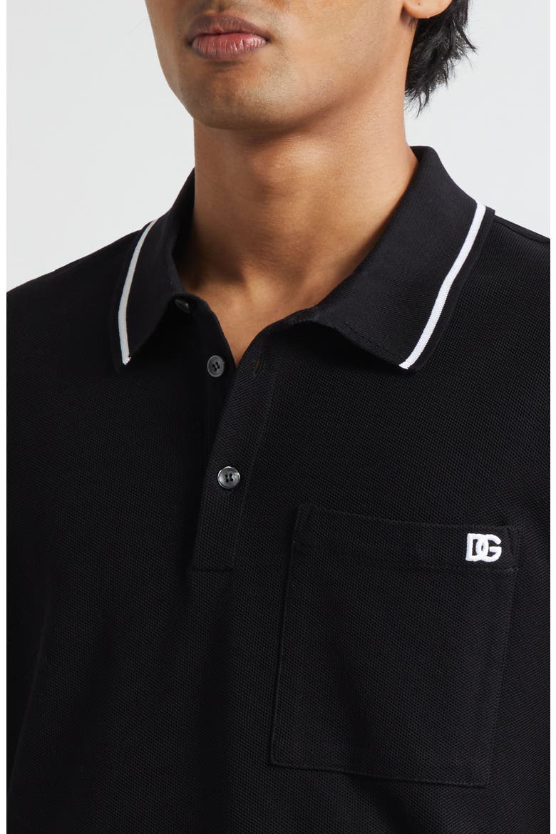 Logo Embroidered Cotton Piqué Polo, Alternate, color, N0000 NERO