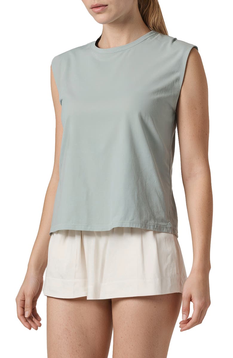 Three Dots Kimberly Cotton Jersey Muscle Tank, Main, color, Jadeite