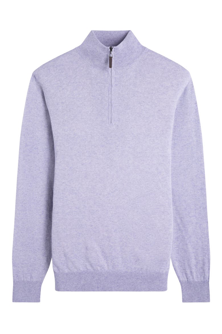 Quarter Zip Cotton & Cashmere Pullover, Alternate, color, LILAC
