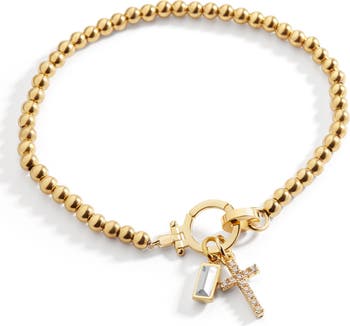 Cross Charm Birthstone Bracelet