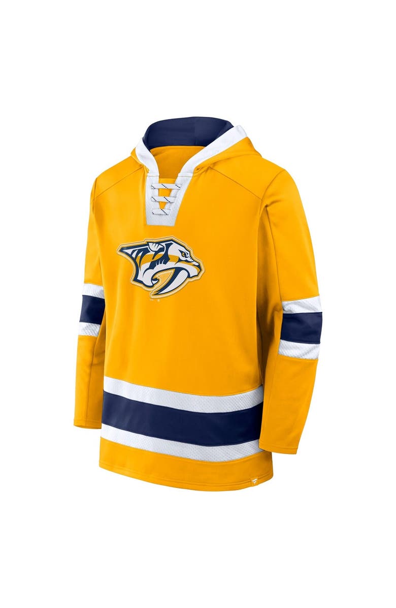 FANATICS Men's Fanatics  Gold Nashville Predators Inside Line Fleece Pullover Hoodie, Alternate, color, 