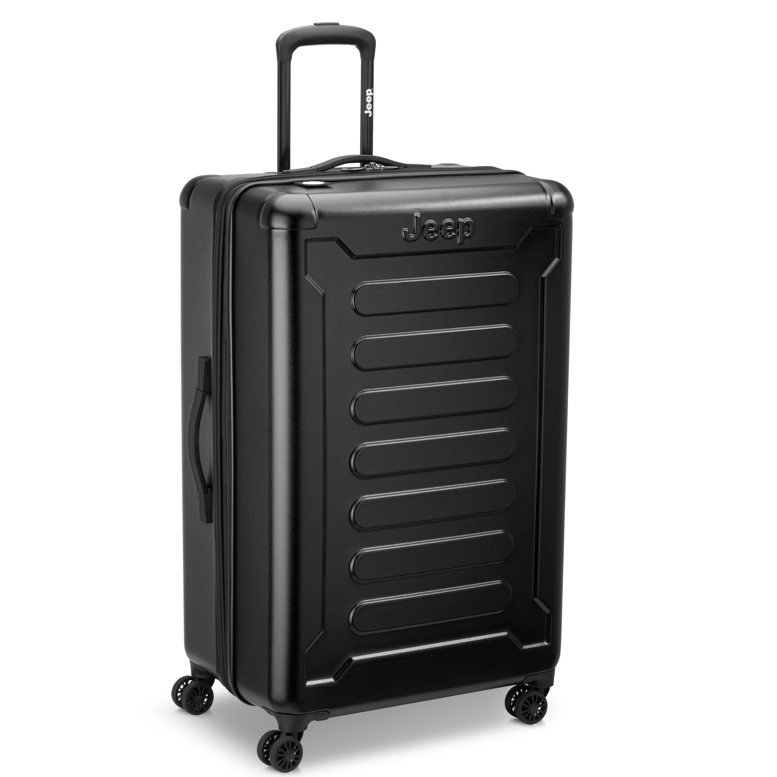 JEEP JH004C Checked-Large 28 Inch Hardside Expandable Luggage with Spinner Wheels, Alternate, color, Black